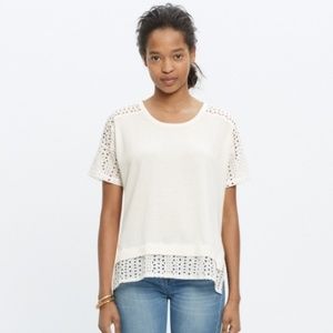 Madewell Sweater with Eyelet Sleeve and Trim